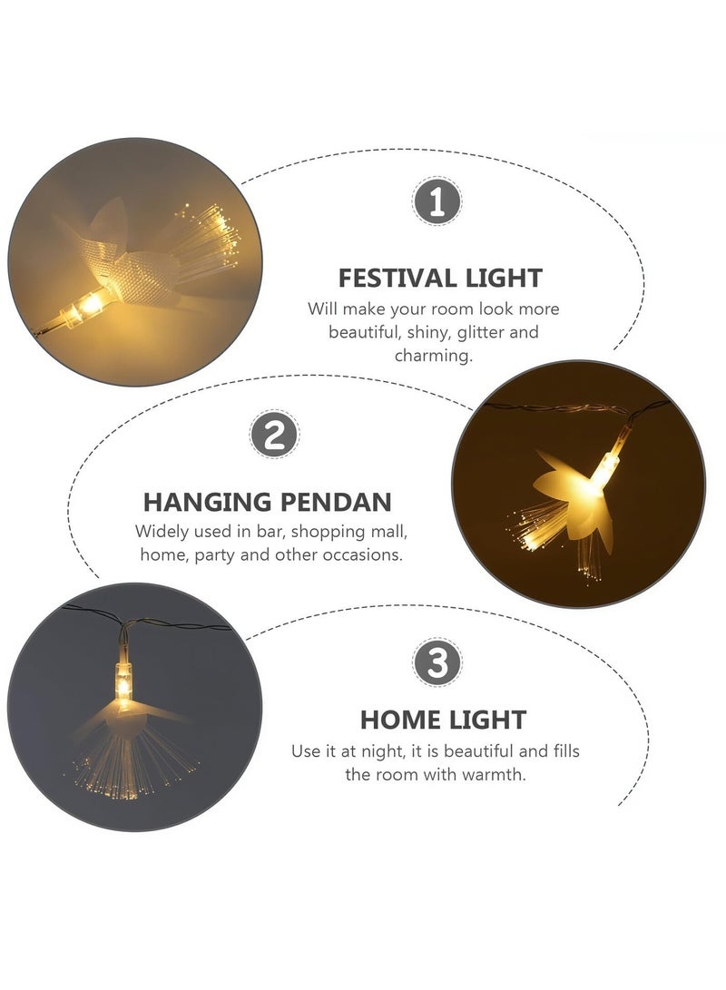 LED string lights for curtains and bedrooms, fiber optic flower LED strings, 1.5 meters long, USB powered, suitable for Eid parties, home, bedroom, and indoor/outdoor wall decoration (warm white light). - Image 5